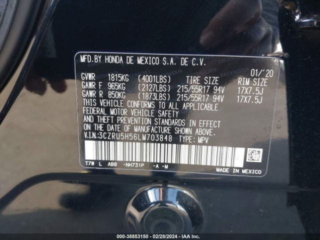 3CZRU5H56LM703848 Honda Hr-v 2wd Ex
