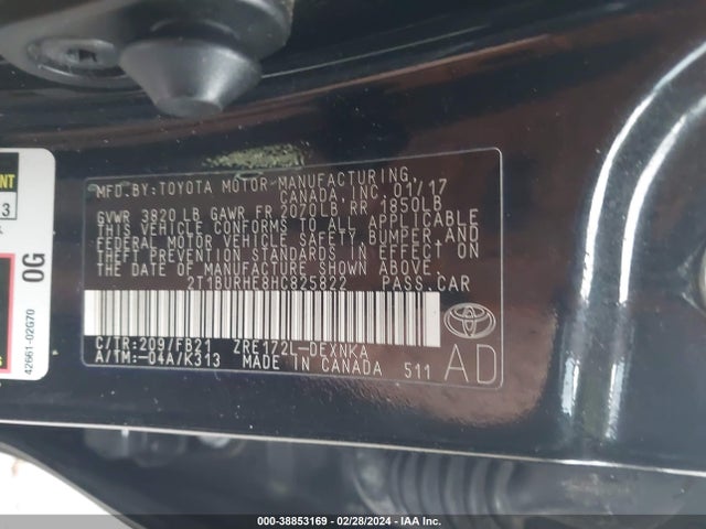 Toyota COROLLA LE 2017 2T1BURHE8HC825822 Image 9
