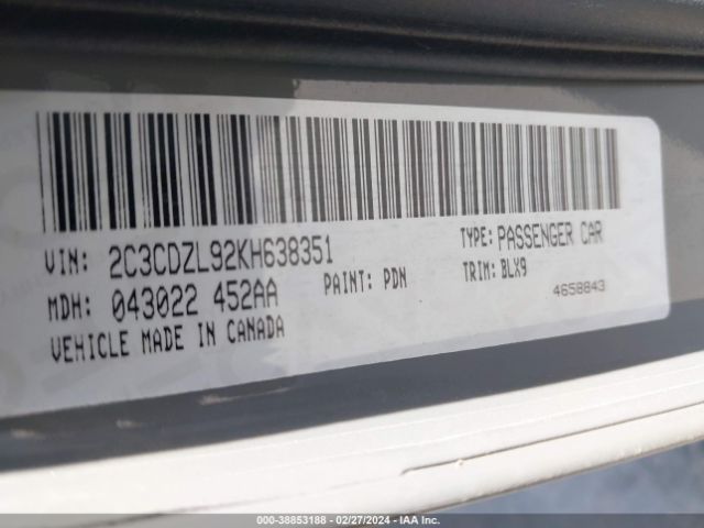 2C3CDZL92KH638351 Dodge Challenger