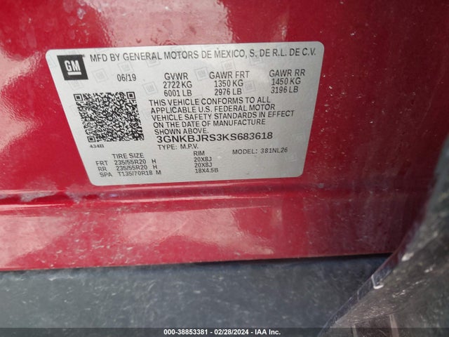 Chevrolet BLAZER RS 2019 3GNKBJRS3KS683618 Image 9