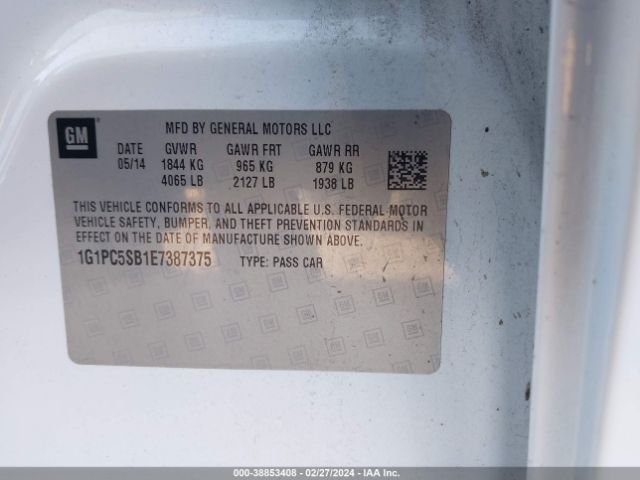 2014 CHEVROLET CRUZE 1G1PC5SB1E7387375 Photo 8