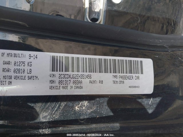Dodge Charger Sxt 2014 2C3CDXJG2EH351456 Image 9