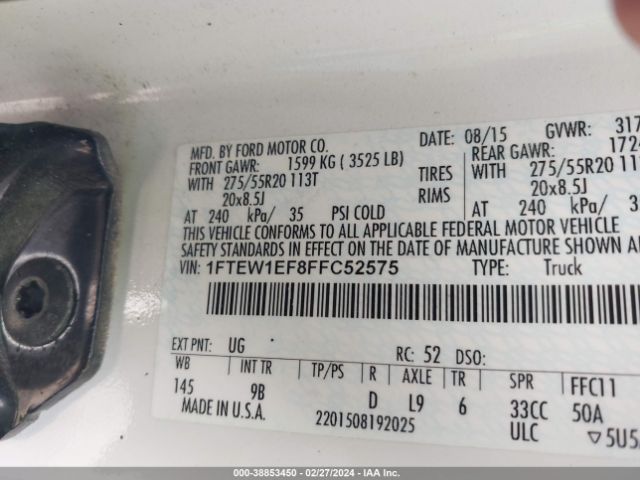 1FTEW1EF8FFC52575 Ford F-150 Platinum