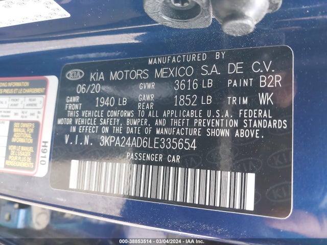 KIA RIO S 2020 3KPA24AD6LE335654 Image 9
