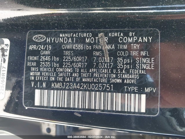 Hyundai TUCSON SE 2019 KM8J23A42KU025751 Image 9