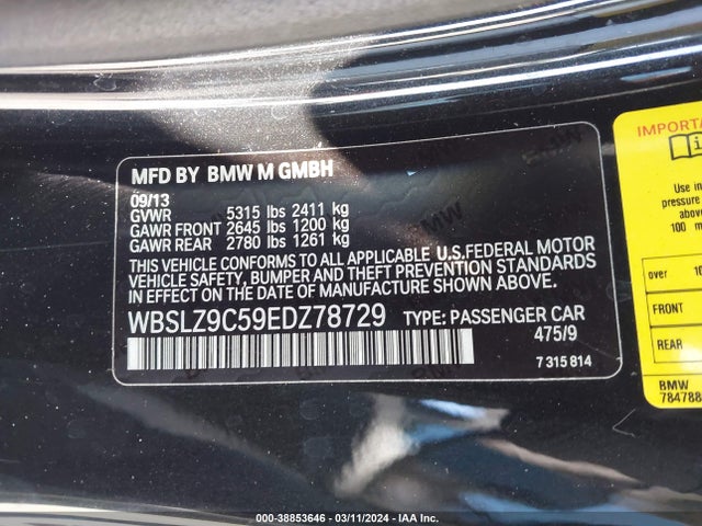 WBSLZ9C59EDZ78729 BMW M6