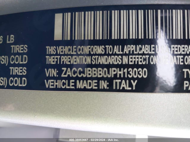 2018 Jeep Renegade Latitude 4x4 მანქანა იყიდება აუქციონზე, vin: ZACCJBBB0JPH13030, აუქციონის ნომერი: 38853667