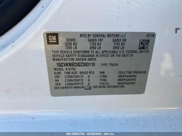 Chevrolet SILVERADO 2016 1GCVKNEC5GZ383116 Image 9