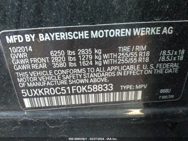 5UXKR0C51F0K58833 BMW X5 Xdrive35i