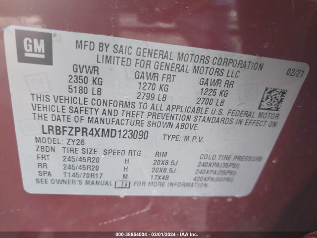 Buick Envision Awd Essence 2021 LRBFZPR4XMD123090 Image 9