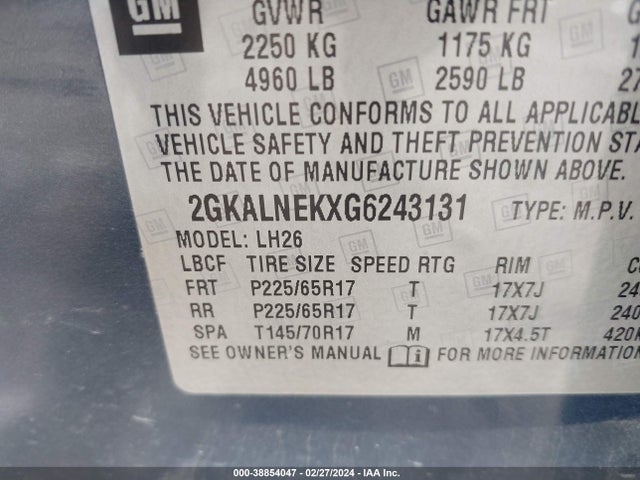 GMC Terrain Sle-2 2016 2GKALNEKXG6243131 Image 9