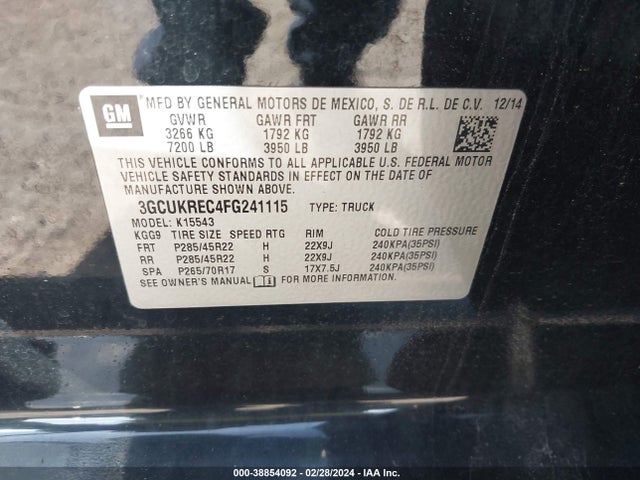 Chevrolet Silverado 1500 1lt 2015 3GCUKREC4FG241115 Image 9