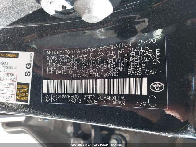 Toyota COROLLA LE 2021 JTDVPMAE7MJ120980 Image 9
