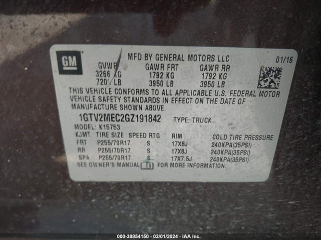 GMC Sierra 1500 Sle 2016 1GTV2MEC2GZ191842 Image 9