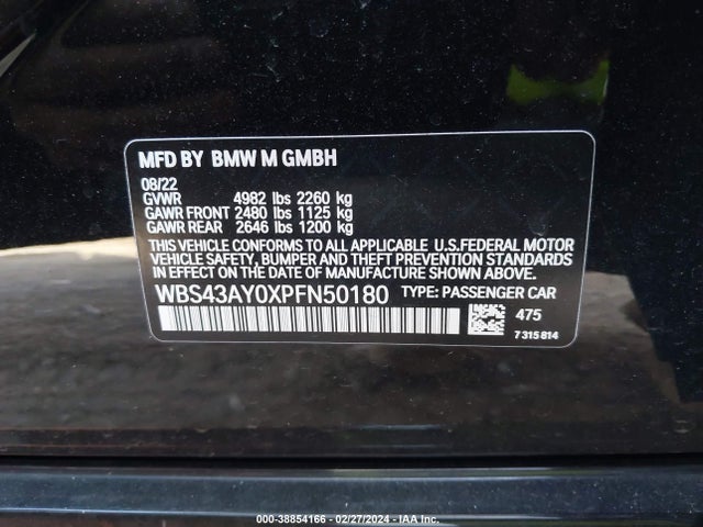 WBS43AY0XPFN50180 BMW M3 Competition Xdrive