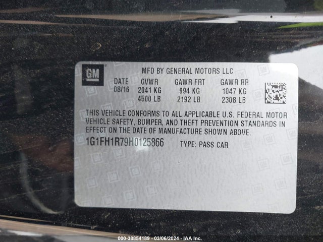 Chevrolet CAMARO 2SS 2017 1G1FH1R79H0125866 Image 9
