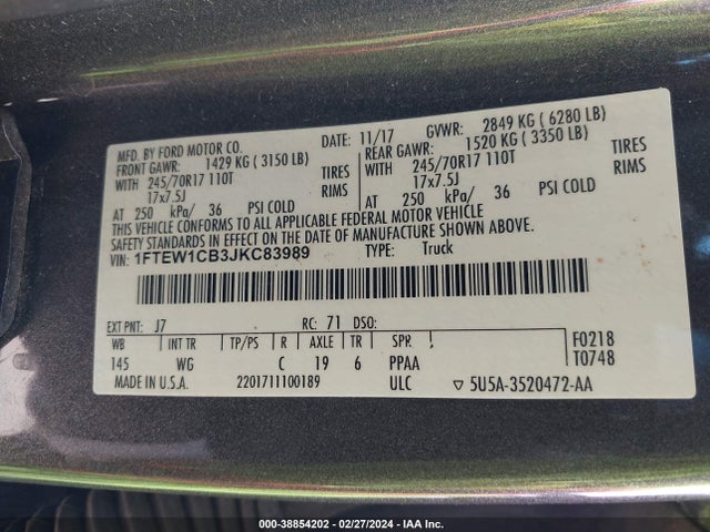 Ford F-150 Xl 2018 1FTEW1CB3JKC83989 Image 9