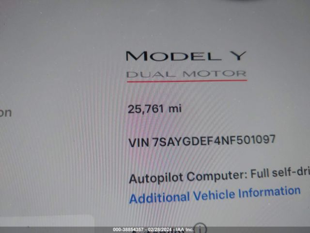 7SAYGDEF4NF501097 Tesla Model Y Performance Dual Motor All-wheel Drive