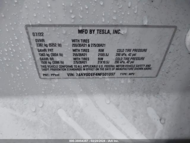 7SAYGDEF4NF501097 Tesla Model Y Performance Dual Motor All-wheel Drive