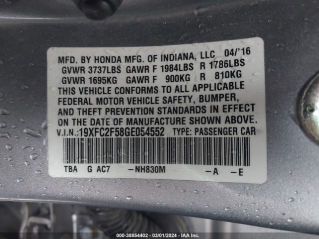 19XFC2F58GE054552 Honda Civic Lx