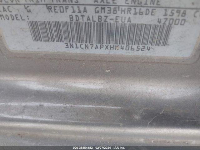 3N1CN7APXHK406524 Nissan Versa 1.6 S/1.6 S+/1.6 Sl/1.6 Sv