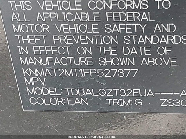 Nissan ROGUE SV 2015 KNMAT2MT1FP527377 Image 9