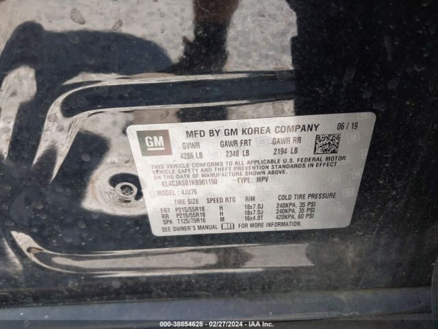KL4CJASB1KB961190 Buick Encore Fwd Preferred
