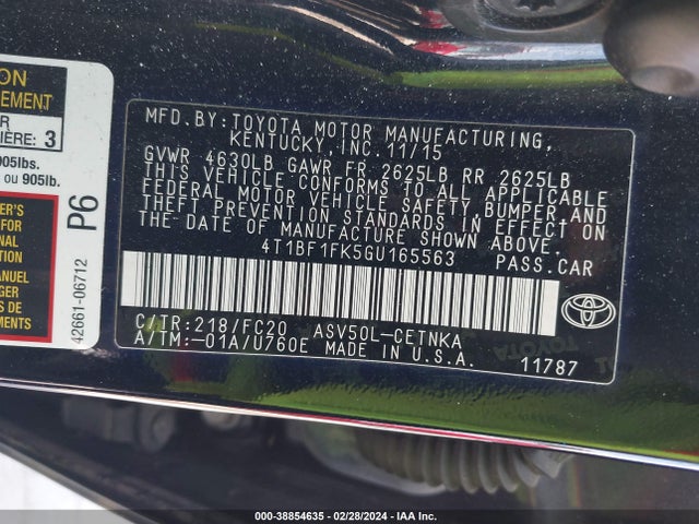Toyota CAMRY LE 2016 4T1BF1FK5GU165563 Image 9