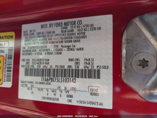 1FA6P8CF5L5103142 Ford MUSTANG GT