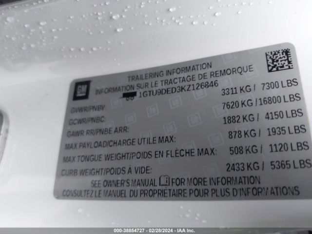 1GTU9DED3KZ126846 GMC Sierra 1500 Slt