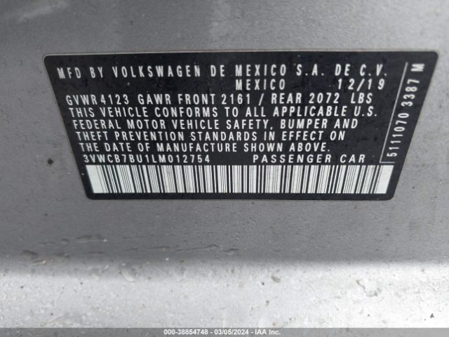 3VWCB7BU1LM012754 Volkswagen Jetta 1.4t R-line/1.4t S/1.4t Se