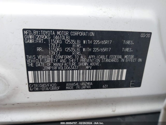 Toyota Rav4 Xle 2020 JTMP1RFV0LD063437 Image 9
