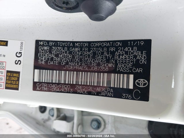Toyota COROLLA LE 2020 JTDEPRAE5LJ087358 Image 9