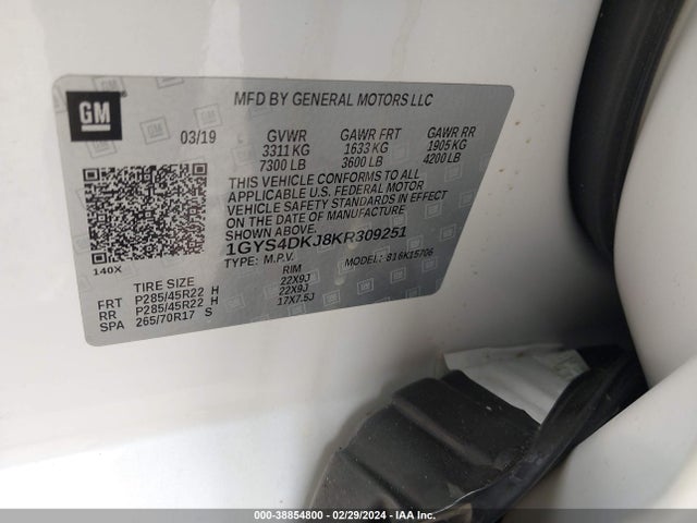 1GYS4DKJ8KR309251 Cadillac Escalade Platinum