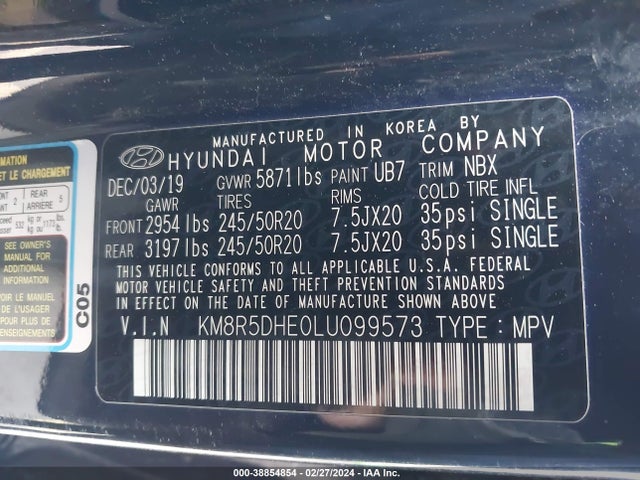 Hyundai Palisade Limited 2020 KM8R5DHE0LU099573 Image 9
