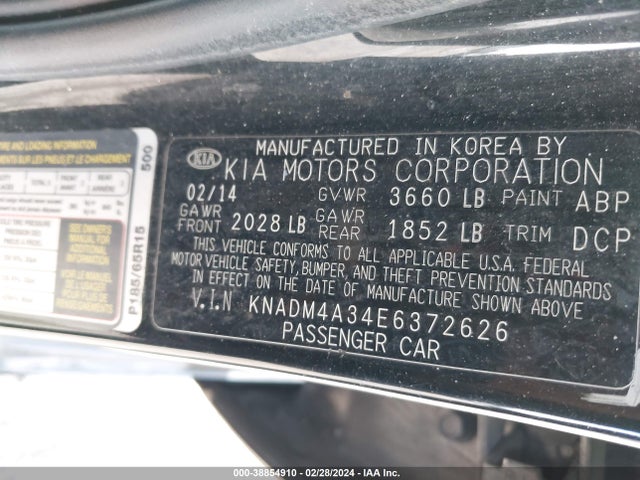 KIA RIO LX 2014 KNADM4A34E6372626 Image 9