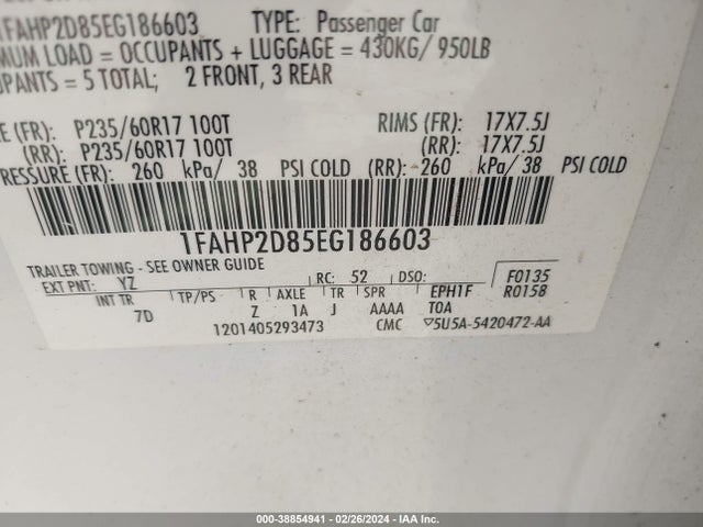 Ford TAURUS SE 2014 1FAHP2D85EG186603 Image 9