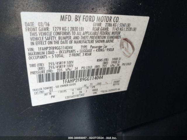 1FAHP2F89GG114044 Ford Taurus Limited