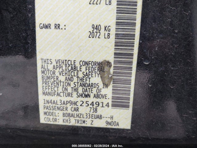 Nissan Altima 2.5 Sr 2017 1N4AL3AP9HC254914 Image 9