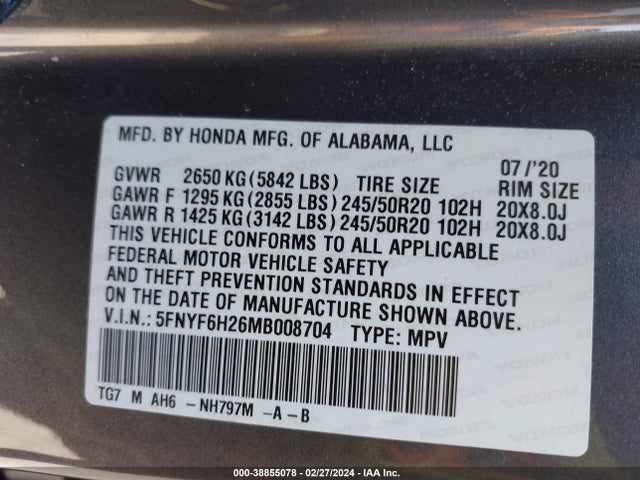 Honda Pilot Awd Special Edition 2021 5FNYF6H26MB008704 Image 9