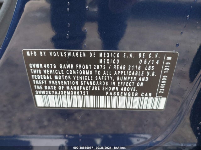 3VW2K7AJ3EM306727 Volkswagen Jetta 2.0l S
