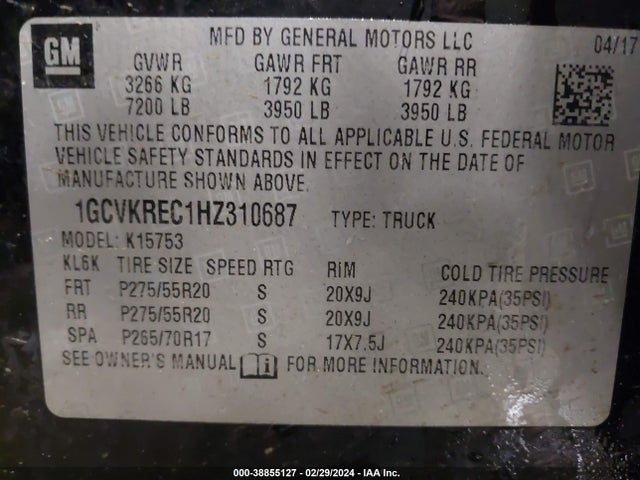 Chevrolet Silverado 1500 2lt 2017 1GCVKREC1HZ310687 Image 9
