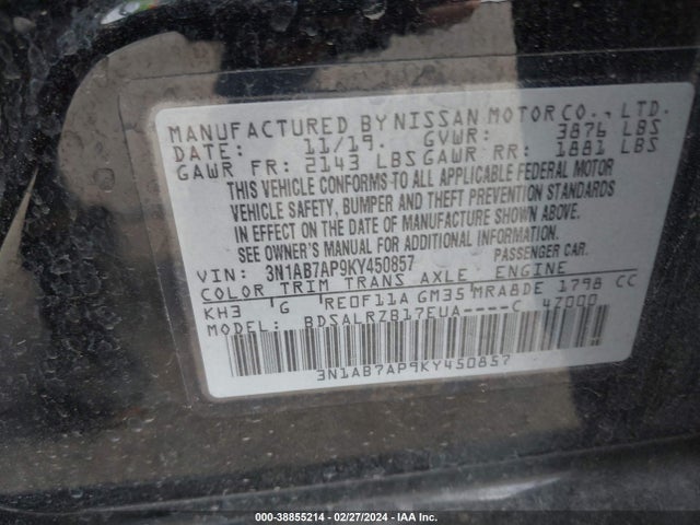 Nissan SENTRA SR 2019 3N1AB7AP9KY450857 Image 9