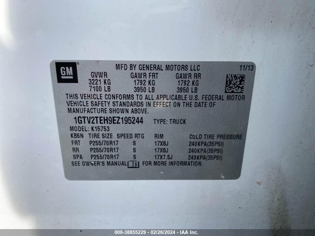 GMC Sierra 2014 1GTV2TEH9EZ195244 Image 9