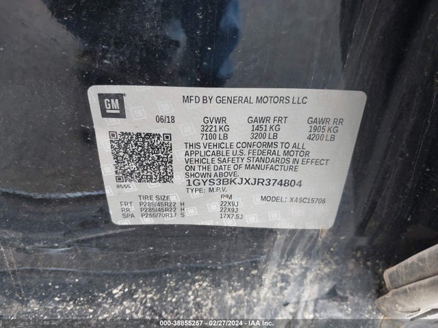 1GYS3BKJXJR374804 Cadillac Escalade Luxury