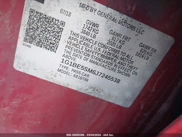 Chevrolet Cruze Lt Auto 2018 1G1BE5SM6J7245538 Image 9