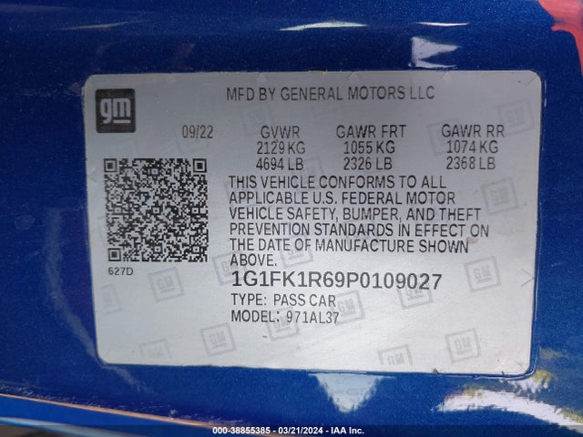 Chevrolet Camaro Rwd  Zl1 2023 1G1FK1R69P0109027 Image 9