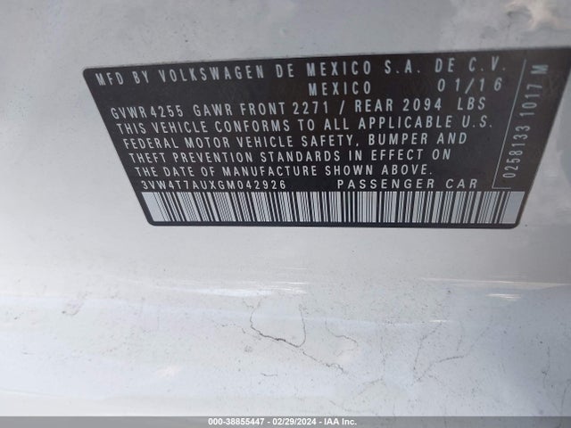 3VW4T7AUXGM042926 Volkswagen Golf Gti Se 4-door