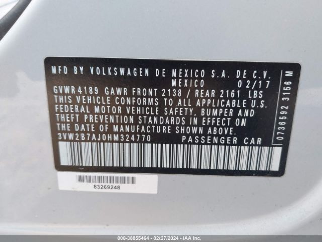 3VW2B7AJ0HM324770 Volkswagen Jetta 1.4t S