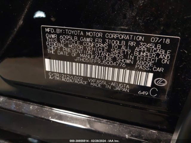 JTHC51FF9J5004776 Lexus Ls 500